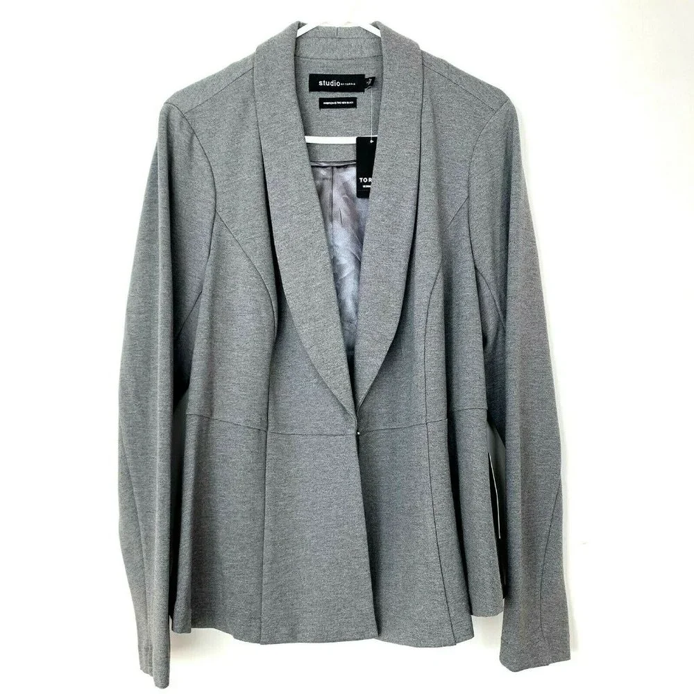 Torrid Blazer UpTown Peplum Blazer Ponte Stretch Grey Sz 2 Womens 14 16 NWT $68_2